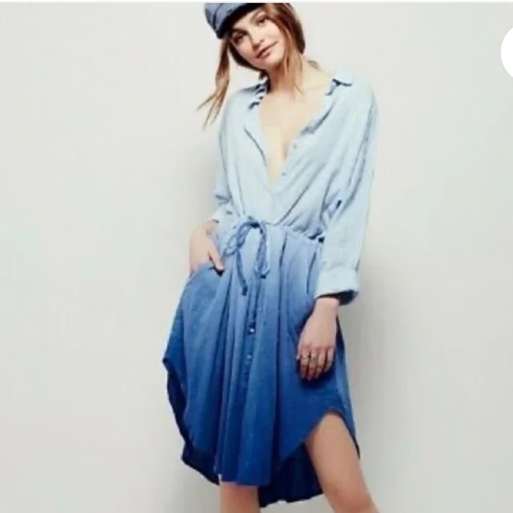 Free People Light Blue and Dark Blue Dress